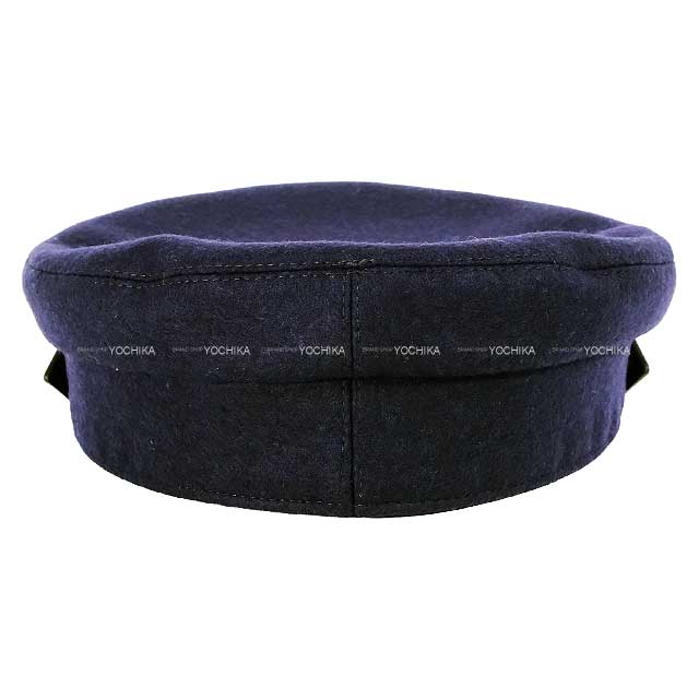 [Pre-loved] HERMES Casquette Saint Malo  Blue Navy wool 82％/polyamide 12％/Lambskin 58[LIKE NEW][Authentic]