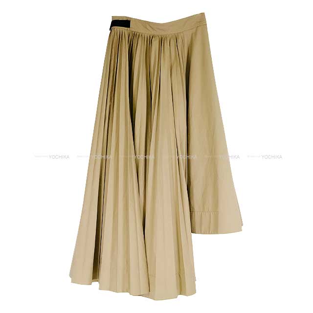 [Pre-loved] Dior skirt Asymmetrical long pleats  Beige Cotton 34 Silver HW 257J31S3332[LIKE NEW][Authentic]