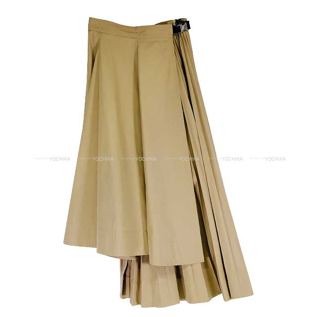 [Pre-loved] Dior skirt Asymmetrical long pleats  Beige Cotton 34 Silver HW 257J31S3332[LIKE NEW][Authentic]