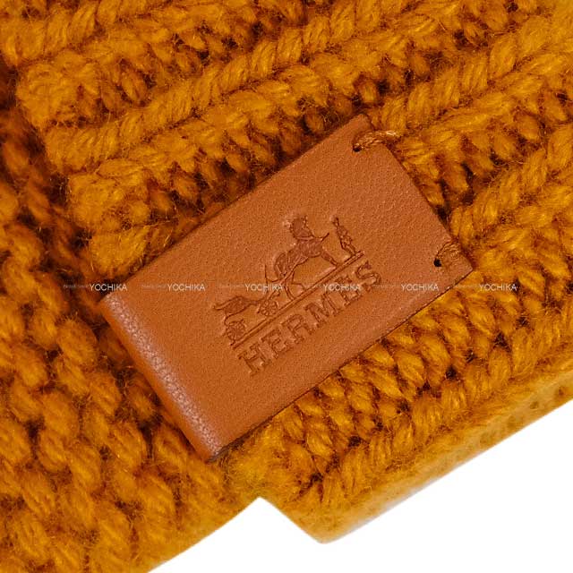 HERMES glove Boston mittens Yellow Cashmere S[EXCELLENT][Authentic]