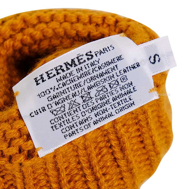 HERMES glove Boston mittens Yellow Cashmere S[EXCELLENT][Authentic]