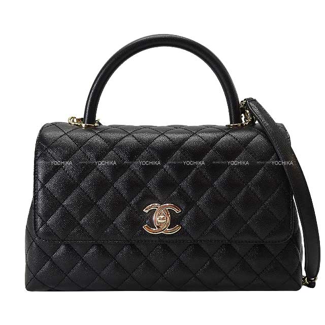 CHANEL Handbag Matelasse COCO Handle 29 Top Handle Flap Chain Noir (Black)/Bordeaux Graind Calf(Caviarskin) Champagne Gold HW A92991[BRAND NEW][Authentic]