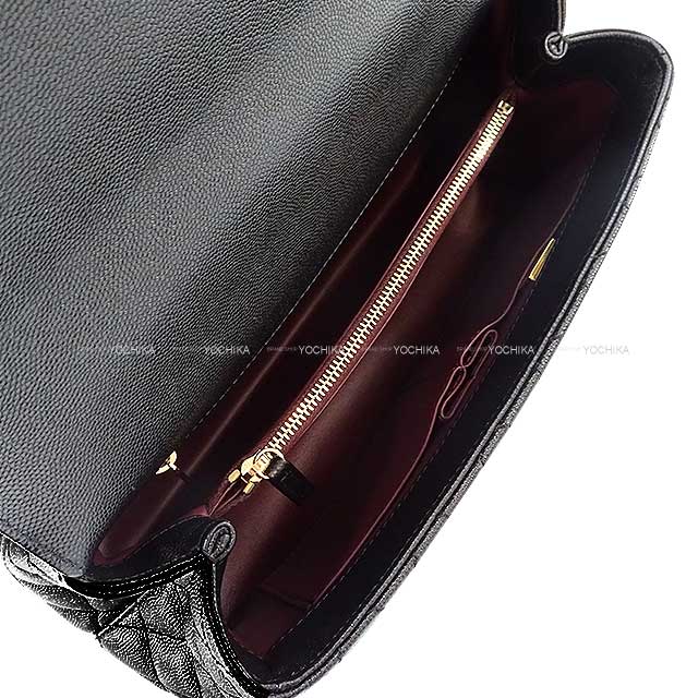 CHANEL Handbag Matelasse COCO Handle 29 Top Handle Flap Chain Noir (Black)/Bordeaux Graind Calf(Caviarskin) Champagne Gold HW A92991[BRAND NEW][Authentic]