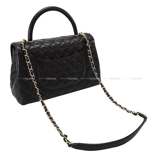 CHANEL Handbag Matelasse COCO Handle 29 Top Handle Flap Chain Noir (Black)/Bordeaux Graind Calf(Caviarskin) Champagne Gold HW A92991[BRAND NEW][Authentic]