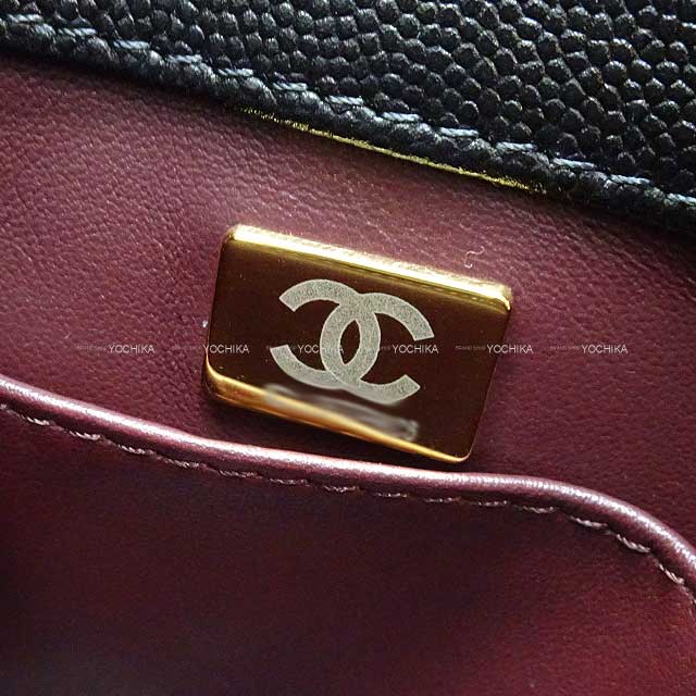 CHANEL Handbag Matelasse COCO Handle 29 Top Handle Flap Chain Noir (Black)/Bordeaux Graind Calf(Caviarskin) Champagne Gold HW A92991[BRAND NEW][Authentic]