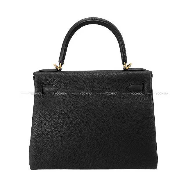 HERMES Shoulder bag Kelly28 Retourne Noir (Black) Veau Togo Gold HW Stamp B[EXCELLENT][Authentic]