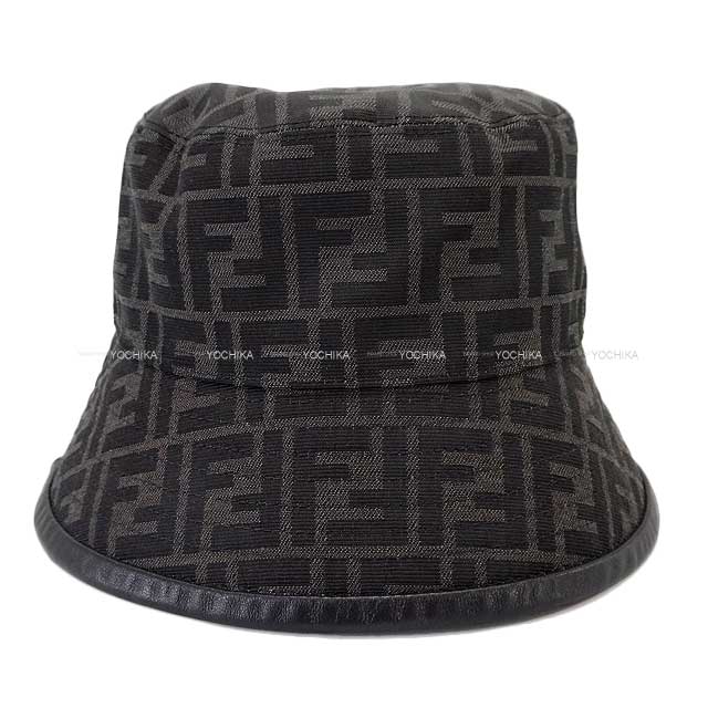 [Pre-loved] FENDI hat Bucket hat FF Monogram #59 Noir (Black)/Grey Polyester/Cotton、Edge: Polyurethane FXQ801ALHD[LIKE NEW][Authentic]