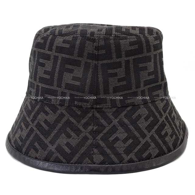 [Pre-loved] FENDI hat Bucket hat FF Monogram #59 Noir (Black)/Grey Polyester/Cotton、Edge: Polyurethane FXQ801ALHD[LIKE NEW][Authentic]