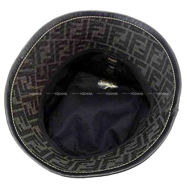 [Pre-loved] FENDI hat Bucket hat FF Monogram #59 Noir (Black)/Grey Polyester/Cotton、Edge: Polyurethane FXQ801ALHD[LIKE NEW][Authentic]