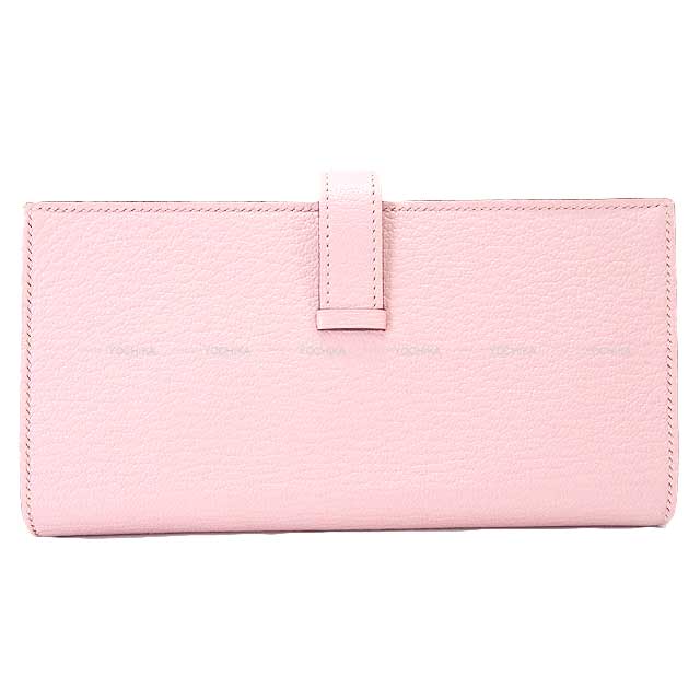 HERMES long wallet Bearn Soufflet Rose Sakura Chevre Myzore Silver HW Stamp D[EXCELLENT][Authentic]