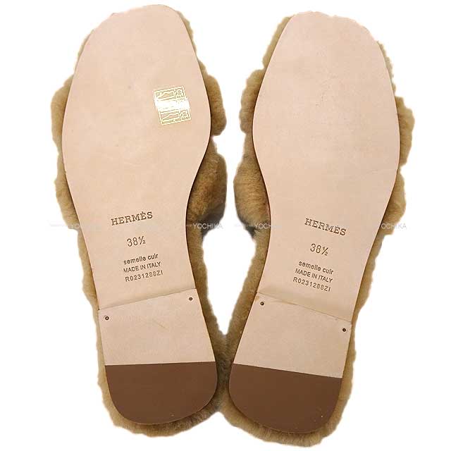 HERMES sandals Oran #38.5 (25cm) Sheepskin #38.5[EXCELLENT][Authentic]