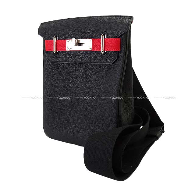 HERMES Shoulder bag Hac a Dos PM Special order HSS Noir (Black)/Rouge Casaque Veau Jonathan Silver HW Stamp W[BRAND NEW][Authentic]