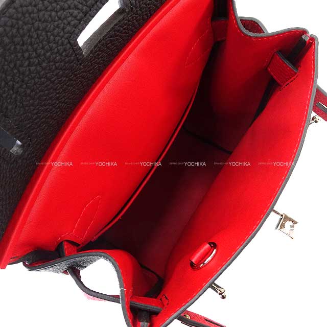 HERMES Shoulder bag Hac a Dos PM Special order HSS Noir (Black)/Rouge Casaque Veau Jonathan Silver HW Stamp W[BRAND NEW][Authentic]