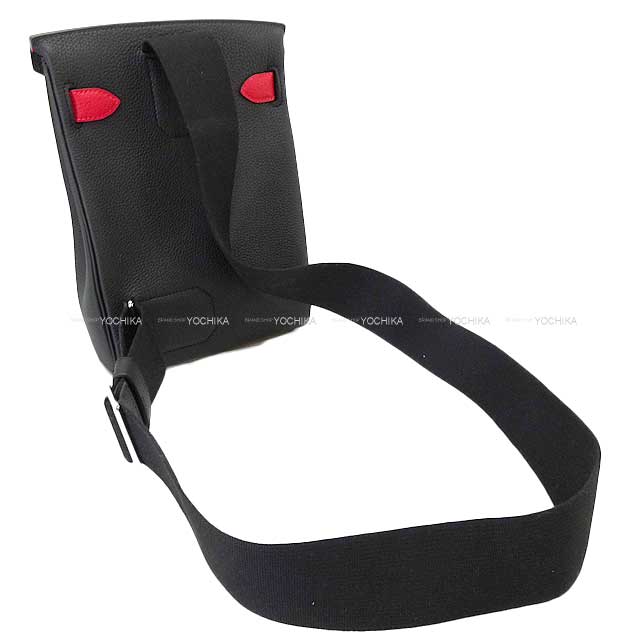 HERMES Shoulder bag Hac a Dos PM Special order HSS Noir (Black)/Rouge Casaque Veau Jonathan Silver HW Stamp W[BRAND NEW][Authentic]