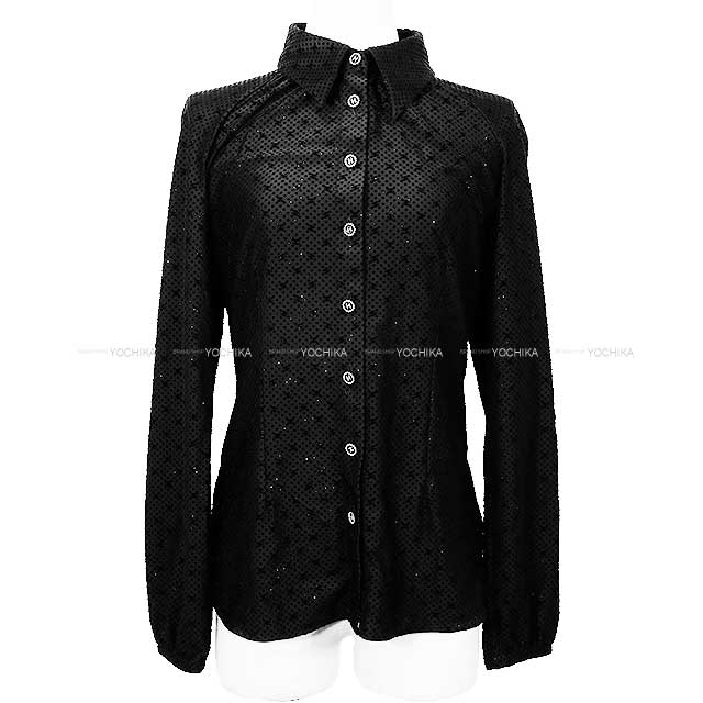 2024AW Pre-collection CHANEL Blouse COCO iridescent Mixed Fersey jersey Noir (Black)/Silver 34 P78045[EXCELLENT][Authentic]