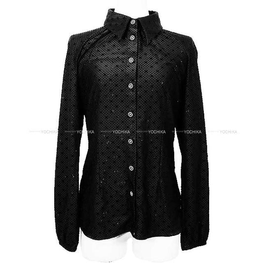 2024AW Pre-collection CHANEL Blouse COCO iridescent Mixed Fersey jersey Noir (Black)/Silver 34 P78045[EXCELLENT][Authentic]