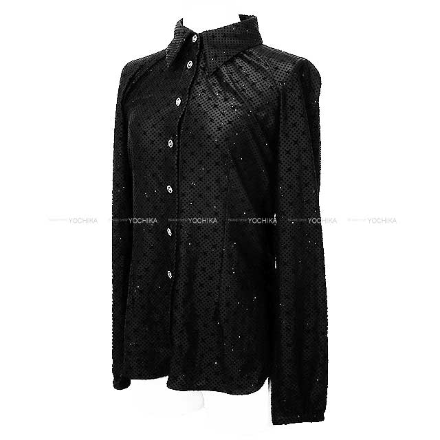 2024AW Pre-collection CHANEL Blouse COCO iridescent Mixed Fersey jersey Noir (Black)/Silver 34 P78045[EXCELLENT][Authentic]