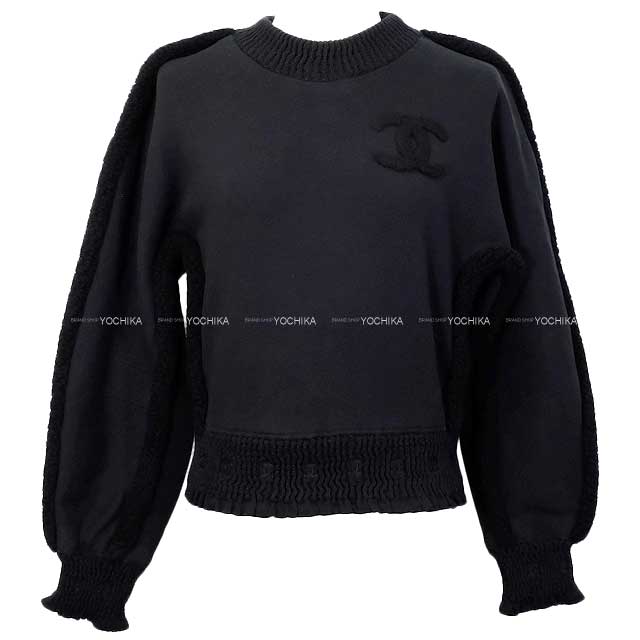 CHANEL Sweat COCO ロゴ Boa Noir (Black) Cotton 34 P78920[EXCELLENT][Authentic]