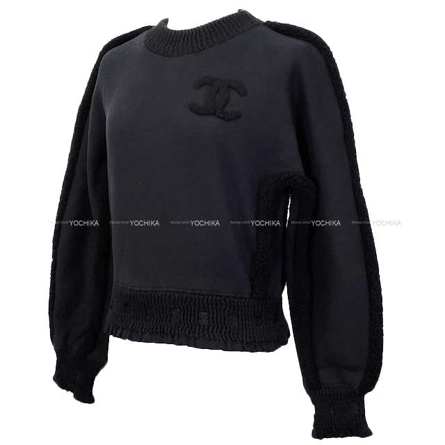 CHANEL Sweat COCO ロゴ Boa Noir (Black) Cotton 34 P78920[EXCELLENT][Authentic]