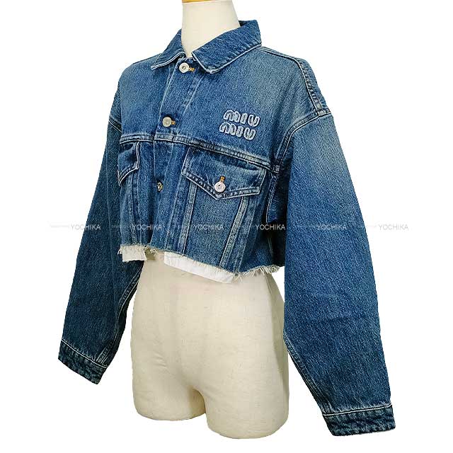 MIUMIU Denim jacket Denim blouson jacket Navy Cotton 36 GWB148[EXCELLENT][Authentic]