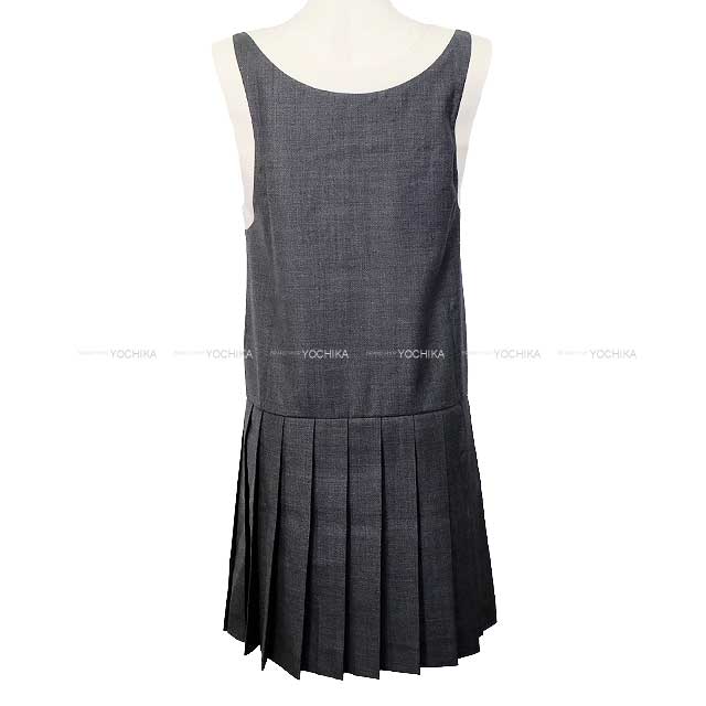 MIUMIU One‐piece dress Pleated Grisaille Mini Dress  Grey 36 MF5647[EXCELLENT][Authentic]