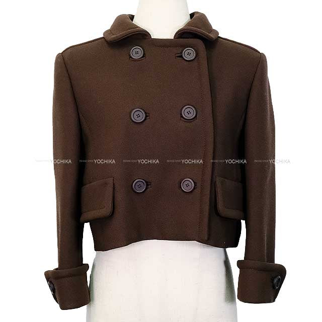 MIUMIU Double-breasted Natte jacket Dark Brown Virgin wool 40[EXCELLENT][Authentic]