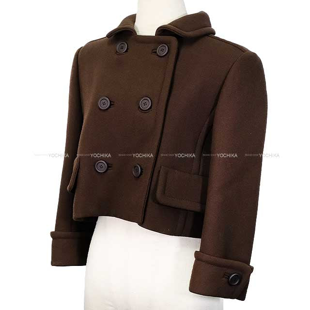 MIUMIU Double-breasted Natte jacket Dark Brown Virgin wool 40[EXCELLENT][Authentic]