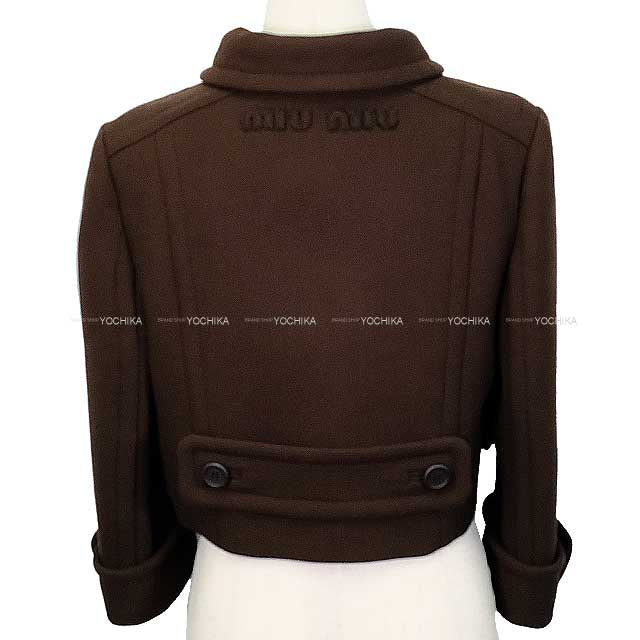 MIUMIU Double-breasted Natte jacket Dark Brown Virgin wool 40[EXCELLENT][Authentic]