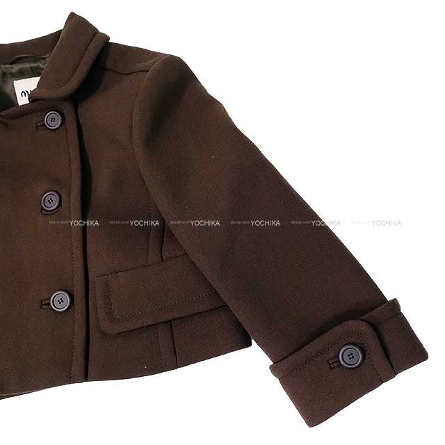 MIUMIU Double-breasted Natte jacket Dark Brown Virgin wool 40[EXCELLENT][Authentic]