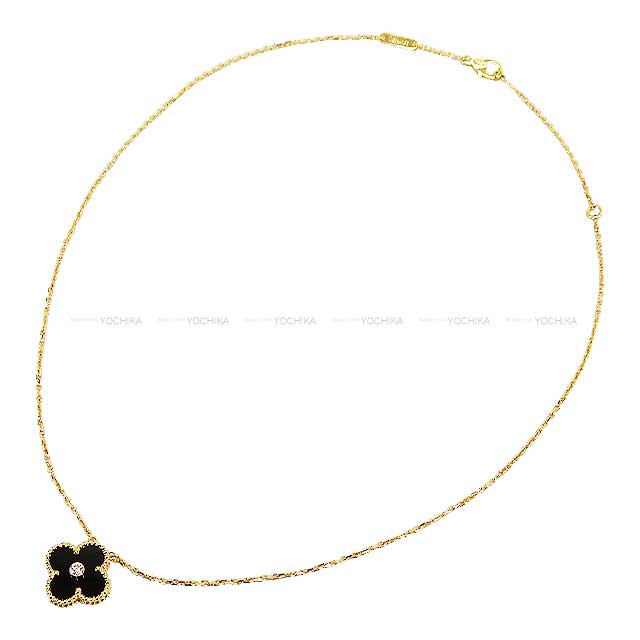 [Pre-loved] 2016 Holiday Van Cleef & Arpels necklace Vintage Alhambra 1P K18PG/Onyx/Diamond[LIKE NEW][Authentic]