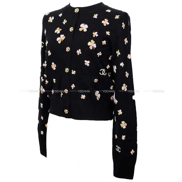 2024 SS NEW CHANEL Cardigan Flower COCO Mark Noir (Black) Cashmere 34 P76929[BRAND NEW][Authentic]