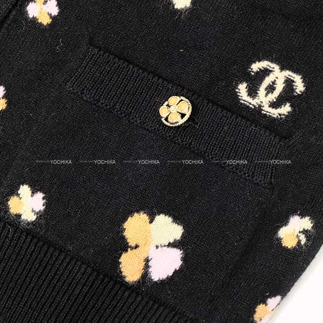 2024 SS NEW CHANEL Cardigan Flower COCO Mark Noir (Black) Cashmere 34 P76929[BRAND NEW][Authentic]