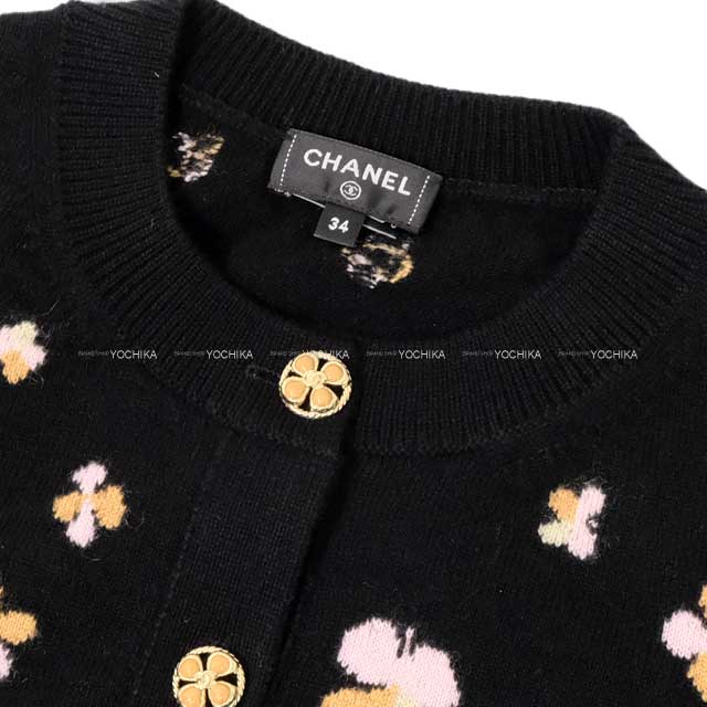 2024 SS NEW CHANEL Cardigan Flower COCO Mark Noir (Black) Cashmere 34 P76929[BRAND NEW][Authentic]