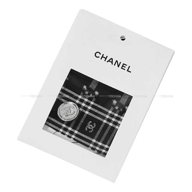 2023 AW Metiers d'Art CHANEL Tunic Frill Check Bow Tie COCO Mark Noir (Black)/Blanc (White) Cotton P75263[BRAND NEW][Authentic]