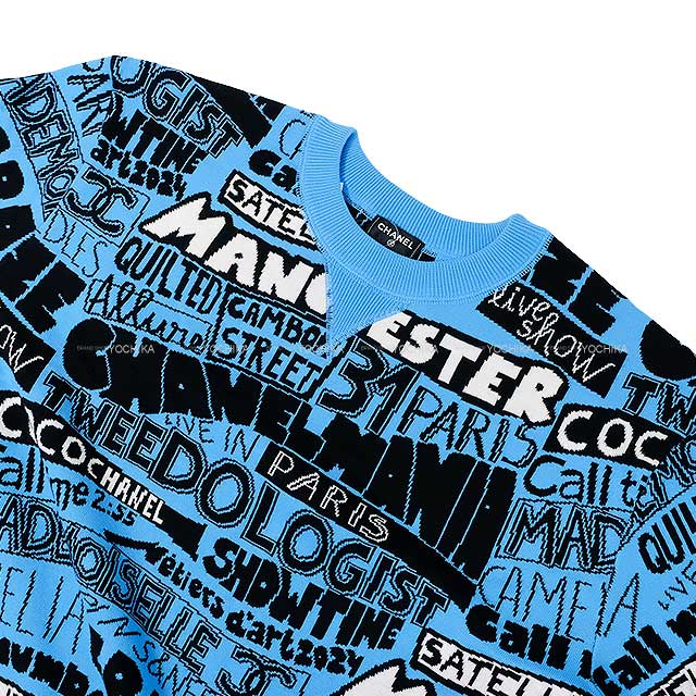 2023-2024 Metiers d'Art Collection CHANEL Sweater Blue Cotton 36 P77520[BRAND NEW][Authentic]