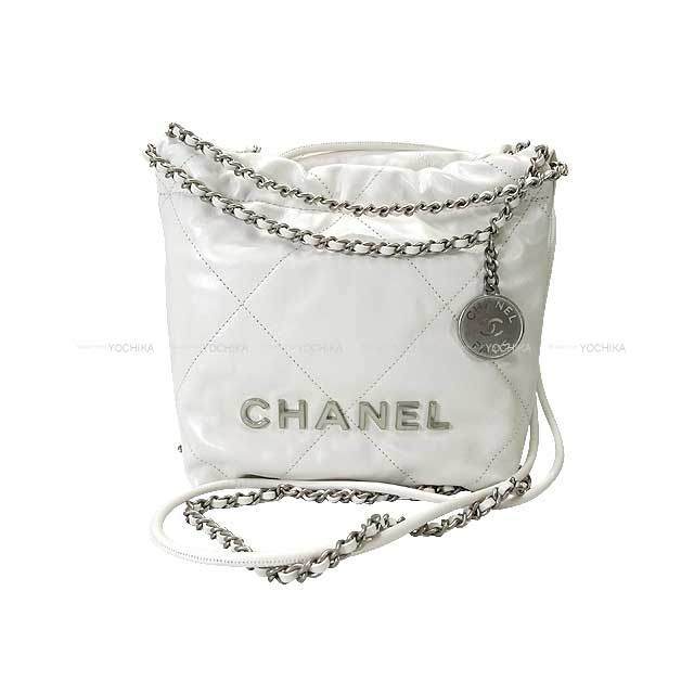 CHANEL Shoulder bag Chanel 22 mini hobo with matrasse medallion charm Blanc (White) Calfskin Silver HW AS3980[BRAND NEW][Authentic]