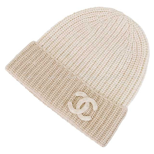 2024 AW New CHANEL Knit cap Coco mark Beige Cashmere[BRAND NEW][Authentic]