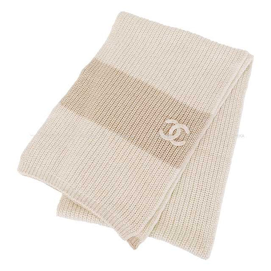 2024 AW New CHANEL muffler Coco mark Beige Cashmere[BRAND NEW][Authentic]