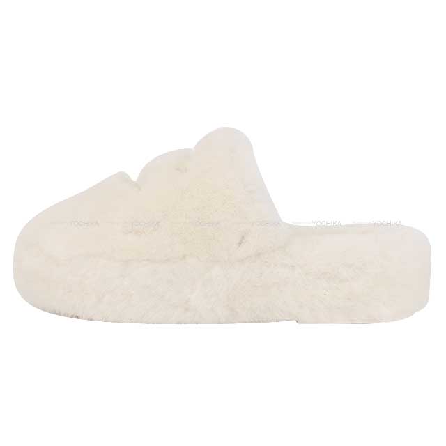 2024AW NEW CHANEL sandals Fur Coco Mark Logo Pouch #37C Blanc (White)  37C[BRAND NEW][Authentic]