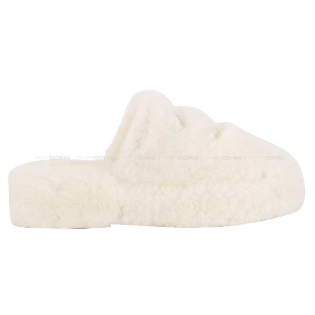 2024AW NEW CHANEL sandals Fur Coco Mark Logo Pouch #37C Blanc (White) Mouton 37C G45984[BRAND NEW][Authentic]