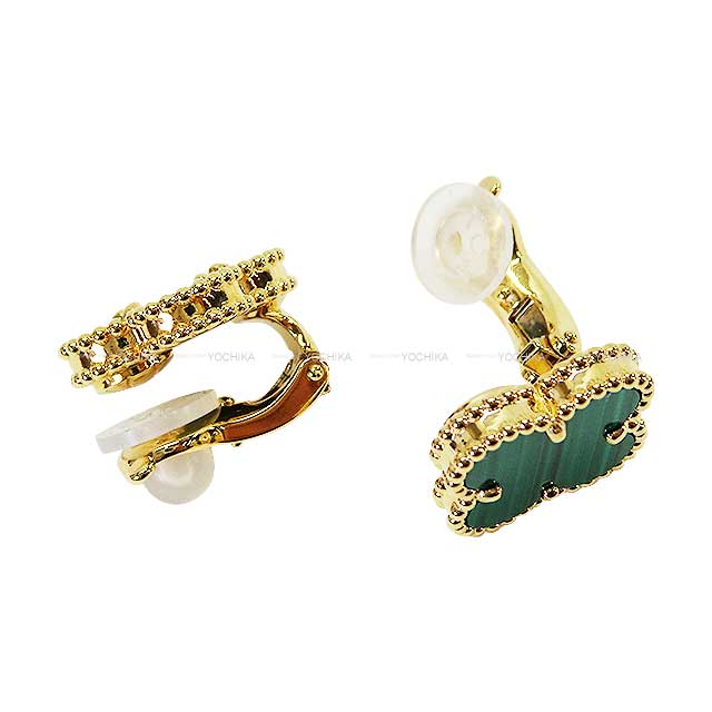 [Pre-loved] Van Cleef & Arpels earrings Vintage Alhambra K18YG/Malachite VCARO3QL00[LIKE NEW][Authentic]