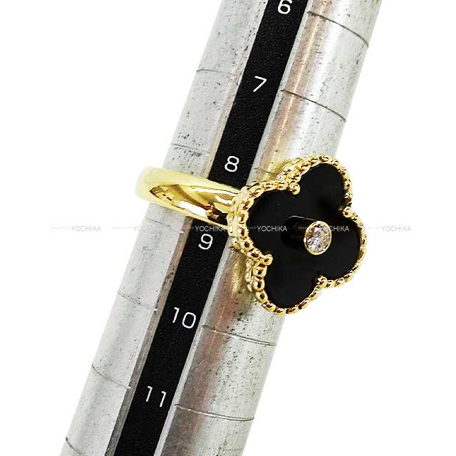 [Pre-loved] Van Cleef & Arpels ring Vintage Alhambra ＃52 K18YG/Onyx/diamond #52 VCARA41000[LIKE NEW][Authentic]