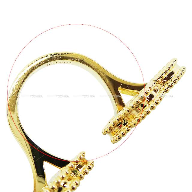 [Pre-loved] Van Cleef & Arpels ring Lucky Alhambra Between the Finger Butterfly Brown/Blanc (White) K18YG/Tiger's Eye/Mother of Pearl #52 VCARN05800[LIKE NEW][Authentic]