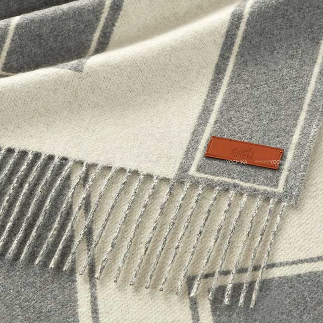 2024AW HERMES muffler Casaque Clefs de H muffler flanelle/ivoire Cashmere100%[BRAND NEW][Authentic]