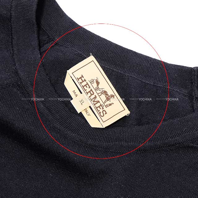 2021 SS HERMES Sweater Men's round neckline Navy Cotton/cashmere/wool[EXCELLENT][Authentic]