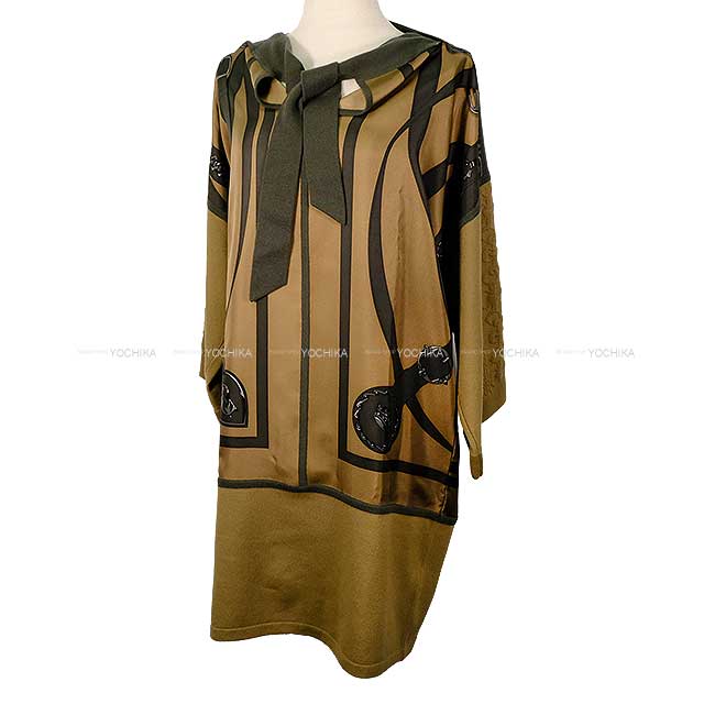 2022 AW HERMES One‐piece dress Knit dress twill race khaki Wool/nylon/polyurethane[EXCELLENT][Authentic]