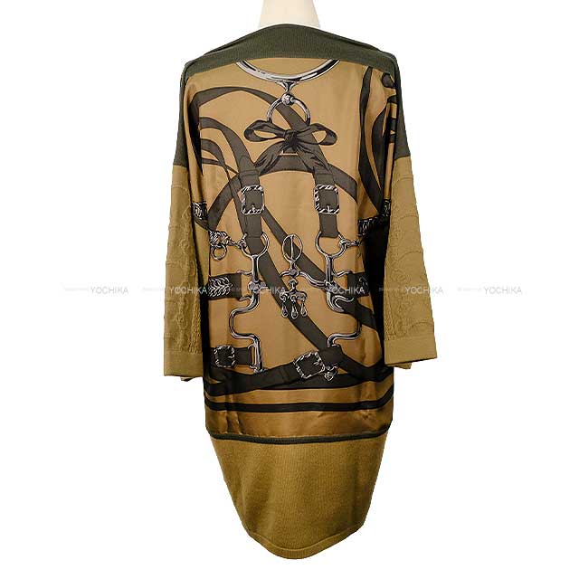 2022 AW HERMES One‐piece dress Knit dress twill race khaki Wool/nylon/polyurethane[EXCELLENT][Authentic]