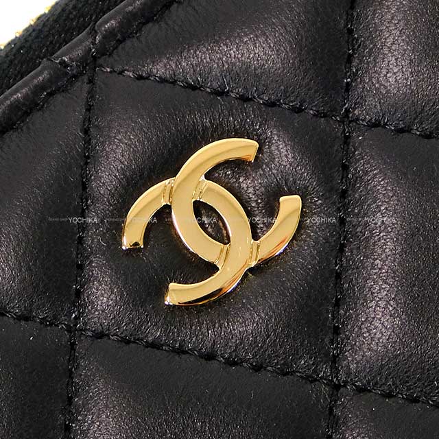 CHANEL long wallet Matelasse Coco Mark Round Zipper with Back Pocket Noir (Black)/Bordeaux Lambskin Gold HW AP0242[EXCELLENT][Authentic]