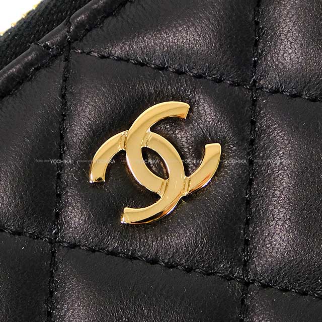 CHANEL long wallet Matelasse Coco Mark Round Zipper with Back Pocket Noir (Black)/Bordeaux Lambskin Gold HW AP0242[EXCELLENT][Authentic]