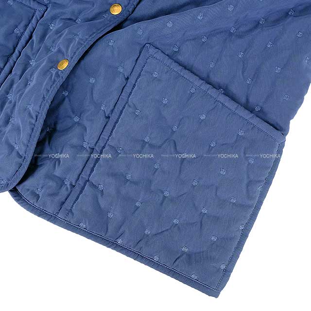 [Pre-loved] HERMES Ladies Paddock Coat Sellier Button Blue/Brown Polyester 85%/Polyamide 15% 40 Gold HW[USED SA][Authentic]